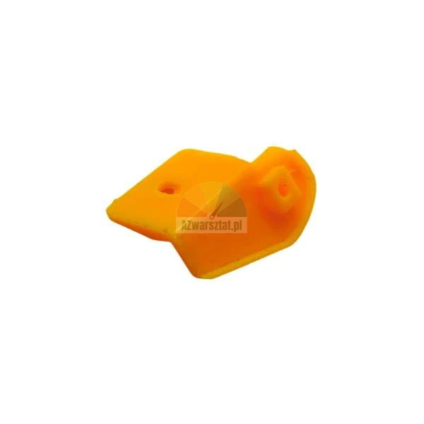Orange plastic mounting component with holes on a white background