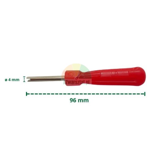Valve core tool with red handle, length 96 mm
