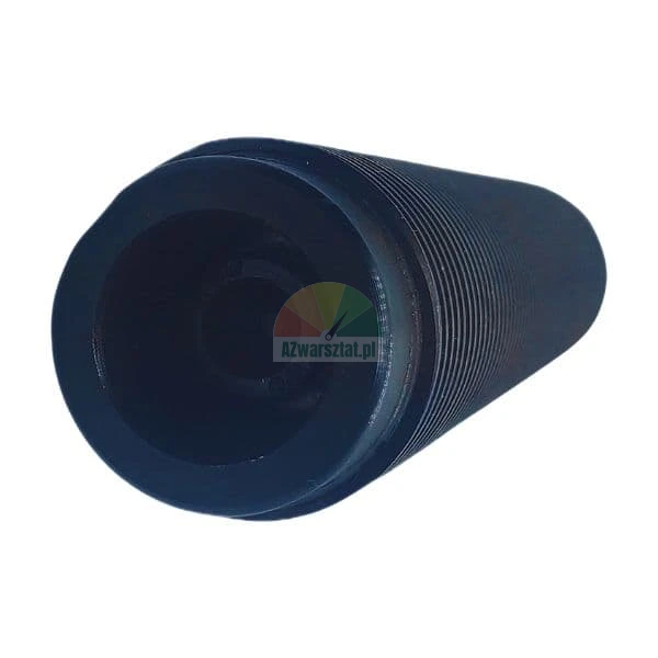 Black cylindrical threaded nozzle with a ribbed outer surface