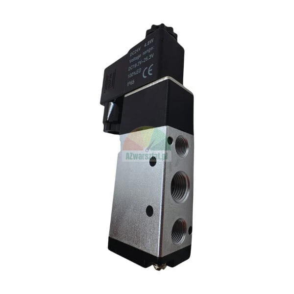 Pneumatic solenoid valve DC 24V with coil and metal body.