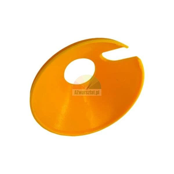 Yellow plastic party plate with a thumb hole and a wine glass notch