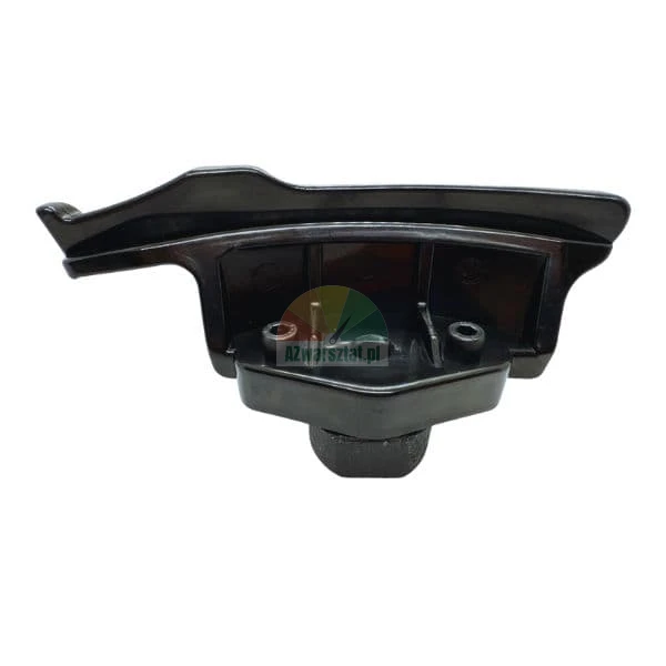 Black plastic mounting bracket or handle with screw holes on a white background.