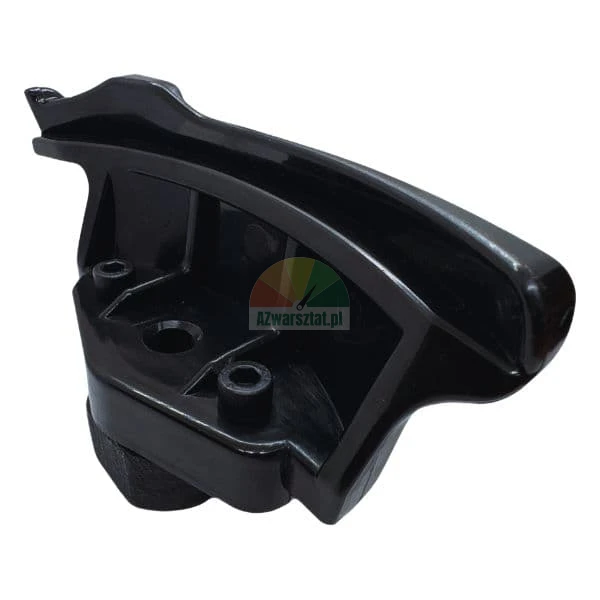 Black plastic timing chain guide slide with mounting holes and hex bolts.