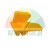 Yellow plastic mounting clip on a white background.