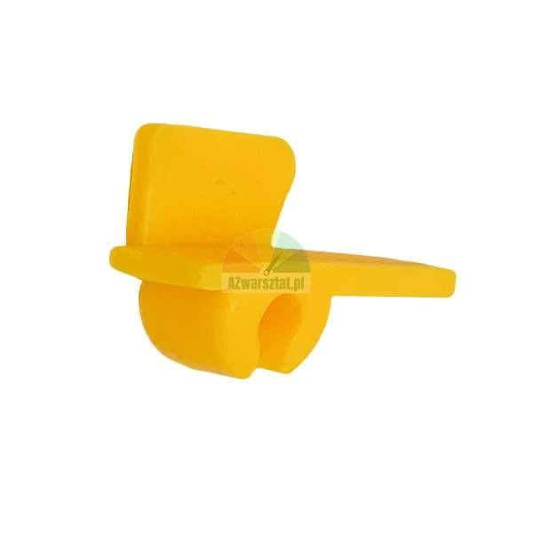 Yellow plastic clip component on a white background