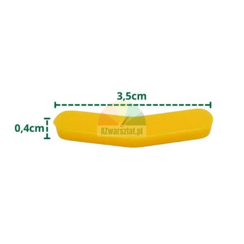 Yellow plastic mounting foot cover, dimensions 3.5 cm x 0.4 cm.