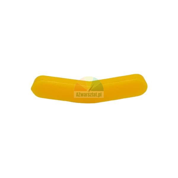 Yellow chevron-shaped pad or component on a white background.