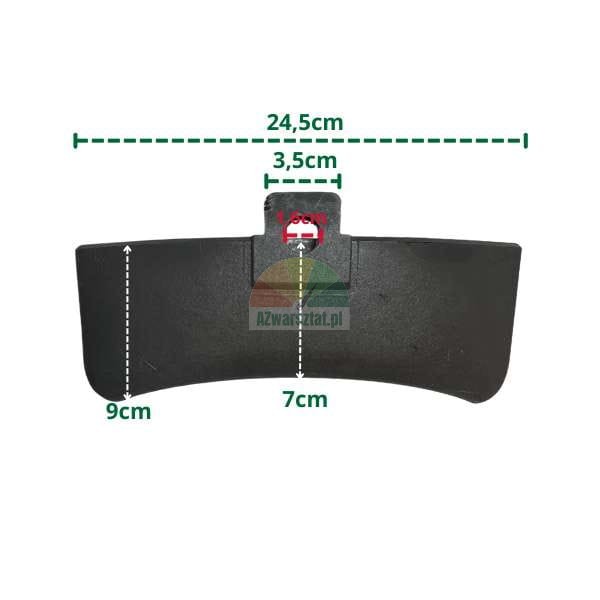 Plastic cover for bead breaker blade with dimensions