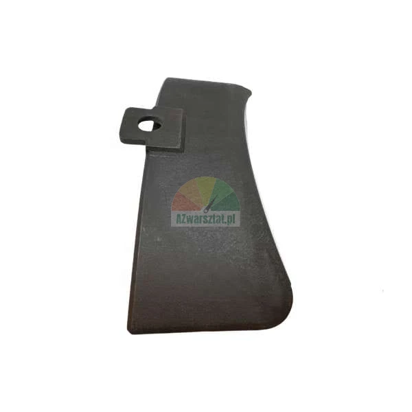 Dark metal hammer for a flail mower, featuring a flat blade and a mounting hole.