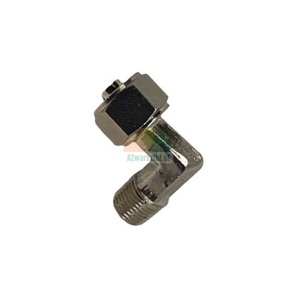 Metal 90-degree elbow pipe fitting with external thread and hexagonal nut