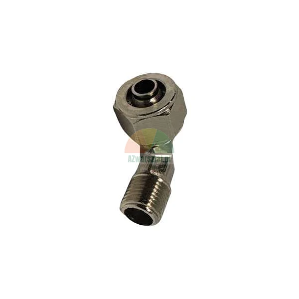 Metal 90 degree elbow connector with external thread.