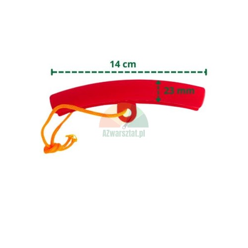 Red rim protector with cord, dimensions 14 cm x 23 mm