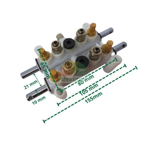 White valve block air manifold type D with dimensions