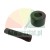 Black threaded pin and metal spacer bushing on a white background.
