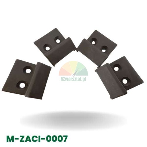 Four black plastic clamp covers with mounting holes