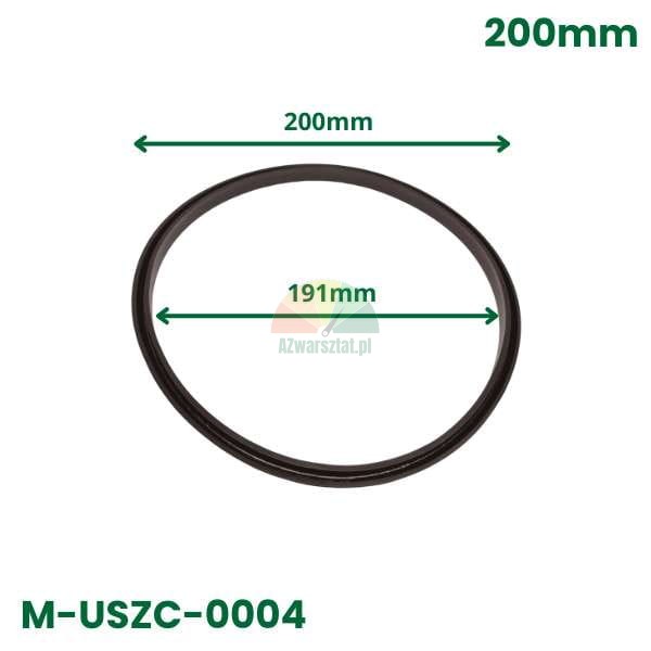 Black circular gasket with 200mm outer diameter and 191mm inner diameter, model M-USZC-0004.