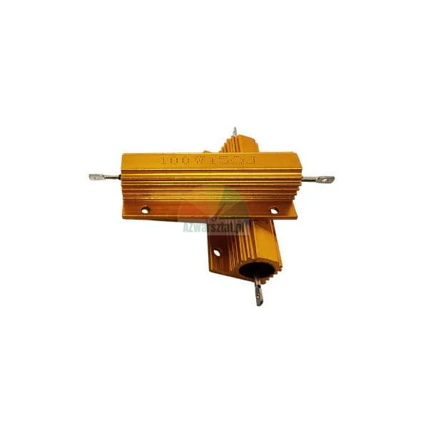 100W 150 Ohm high power resistor in gold aluminum housing, two units crossed.