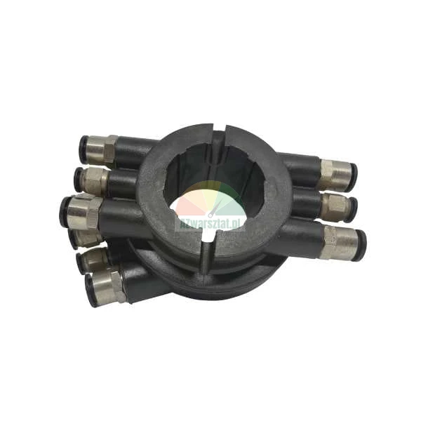 Black pneumatic distributor ring with multiple push-in fittings