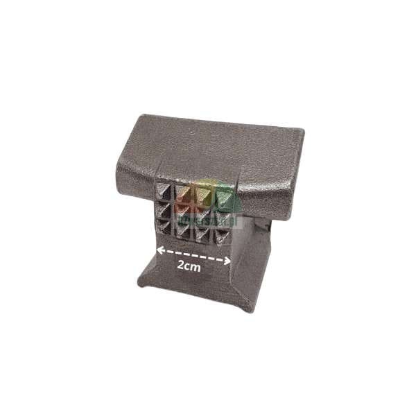 Metal meat tenderizer replacement head with spikes and 2 cm width measurement.