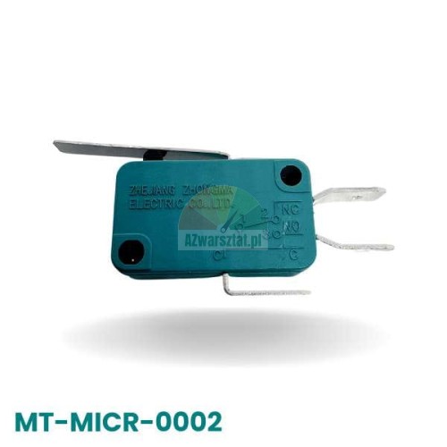 Microswitch Type B with metal lever, teal housing, NC NO contacts.