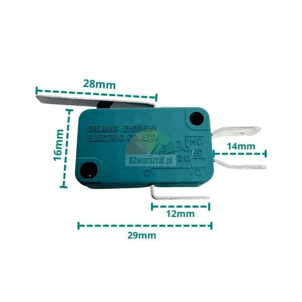 Microswitch Type B with lever and dimensions