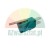 Teal micro limit switch with a long metal lever and terminals on a white background