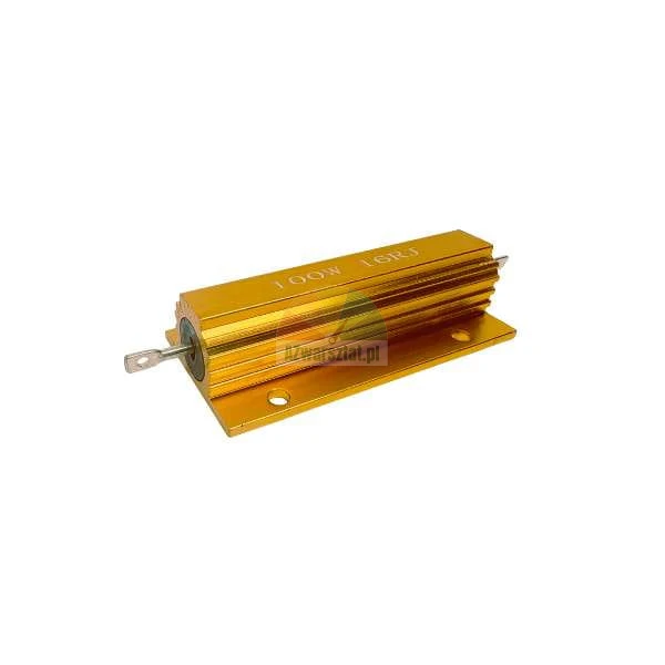 Gold 100W 16 Ohm aluminum housed power resistor with heat sink