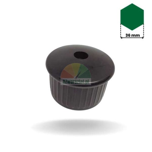 Black plastic holder for a 36mm hexagonal rod.