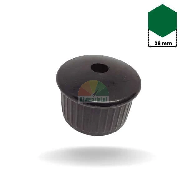 Black plastic holder for a 36mm hexagonal rod.