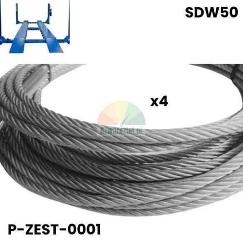 Set of 4 steel cables for the SDW50 four-post lift P-ZEST-0001.