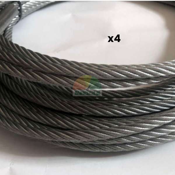 Set of four coiled steel wire ropes.