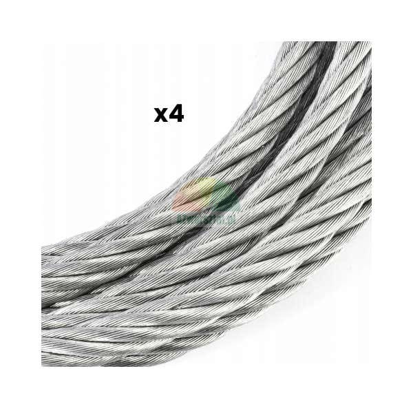 Steel wire rope strands, set of 4 pieces