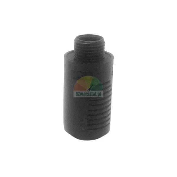 Black plastic component with thread and ribbed surface