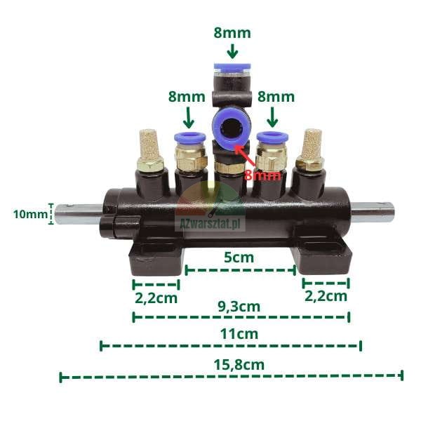 Valve block - air distributor Type E with dimensions