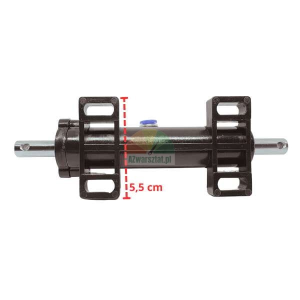 Hydraulic steering cylinder with mounting brackets and a dimension of 15.5 cm.