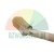 Round paintbrush with a wooden handle and natural bristles, featuring a visible mounting bolt.
