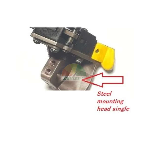 Single steel mounting head for tire changer with a red arrow pointing to the metal part.