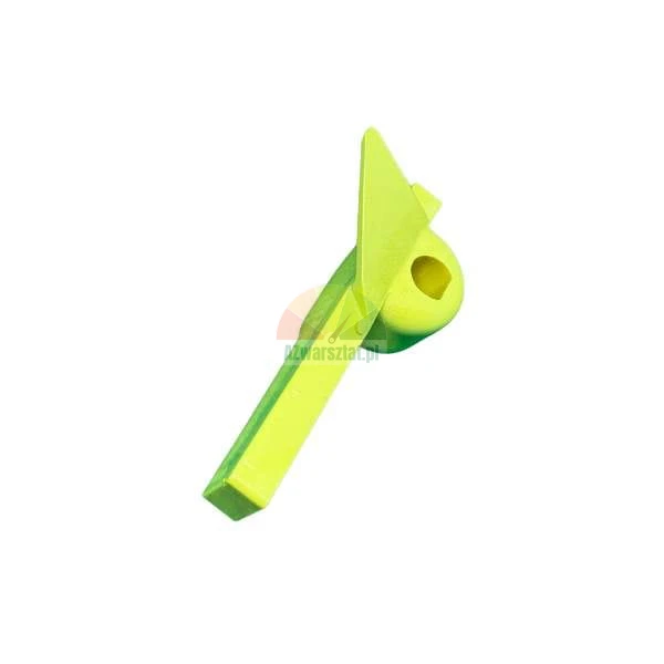 Bright lime green plastic citrus peeler tool.
