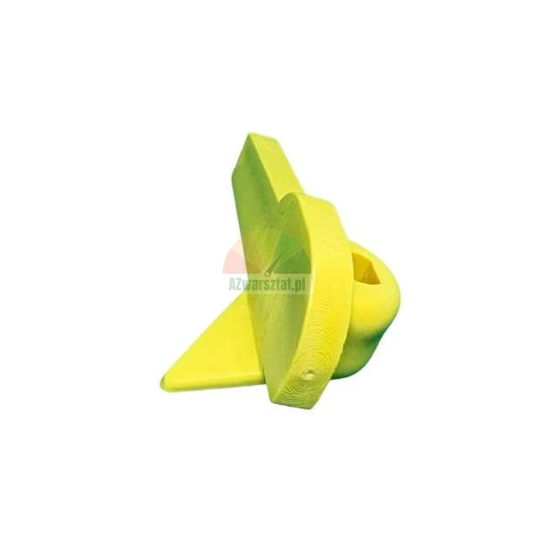 Bright green climbing hold with an irregular shape on a white background.