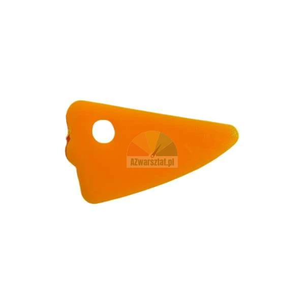 Orange pottery rib or clay scraper tool with a finger hole