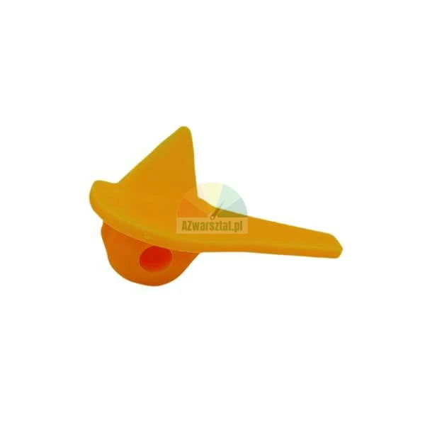 Orange plastic component for poultry equipment on a white background.