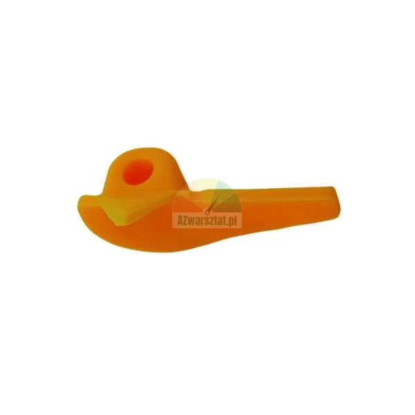 Orange plastic mounting element or lever on a white background.