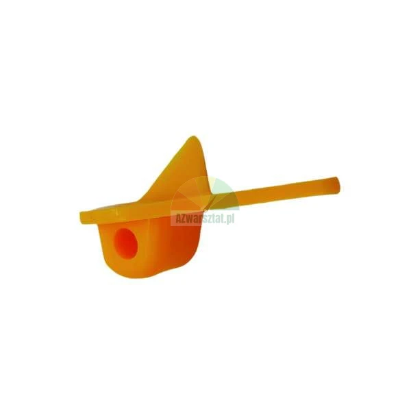 Orange plastic component of a construction or finishing tool on a white background.