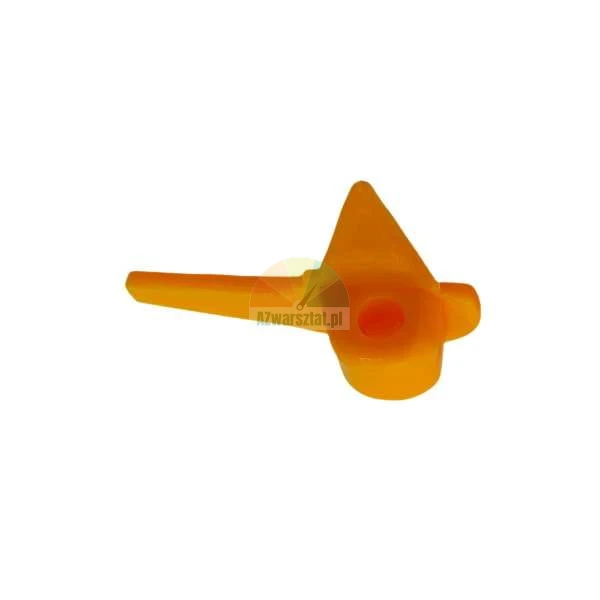 Orange plastic throttle trigger or switch lever for garden equipment.