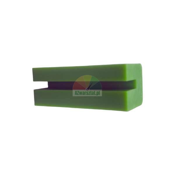 Green rubber holder with a slot on a white background