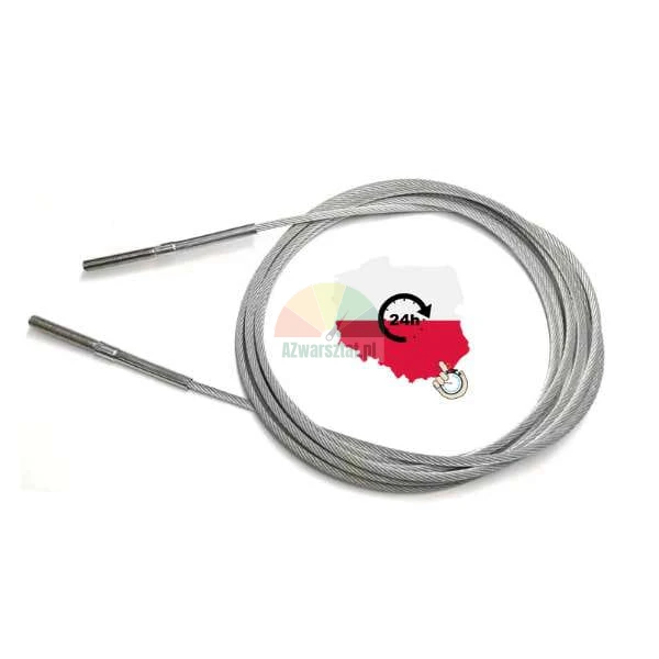 Steel drive cable coiled in a loop with a map of Poland and a 24h delivery symbol