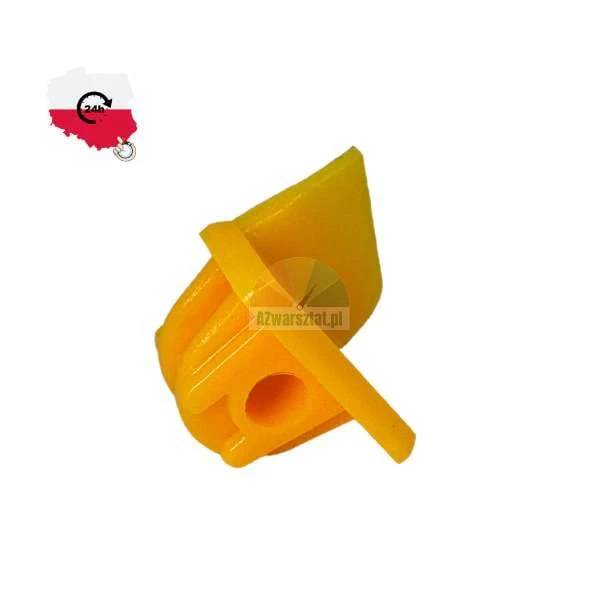 Yellow plastic mounting clip isolated on white background