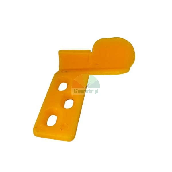 Yellow plastic furniture corner bracket with three mounting holes