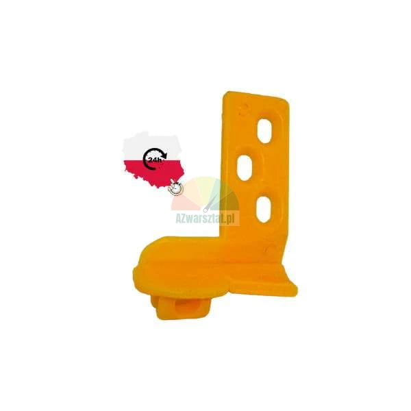 Yellow plastic mounting bracket with holes