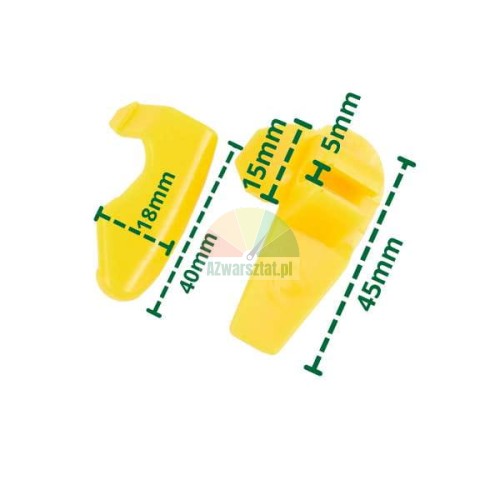 Yellow plastic mounting head covers Type GP with dimensions